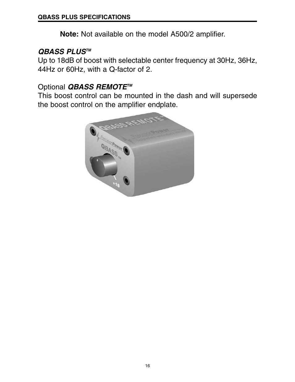 Qbass plus, Qbass remote | Precision Power A1000/2 User Manual | Page 17 / 23