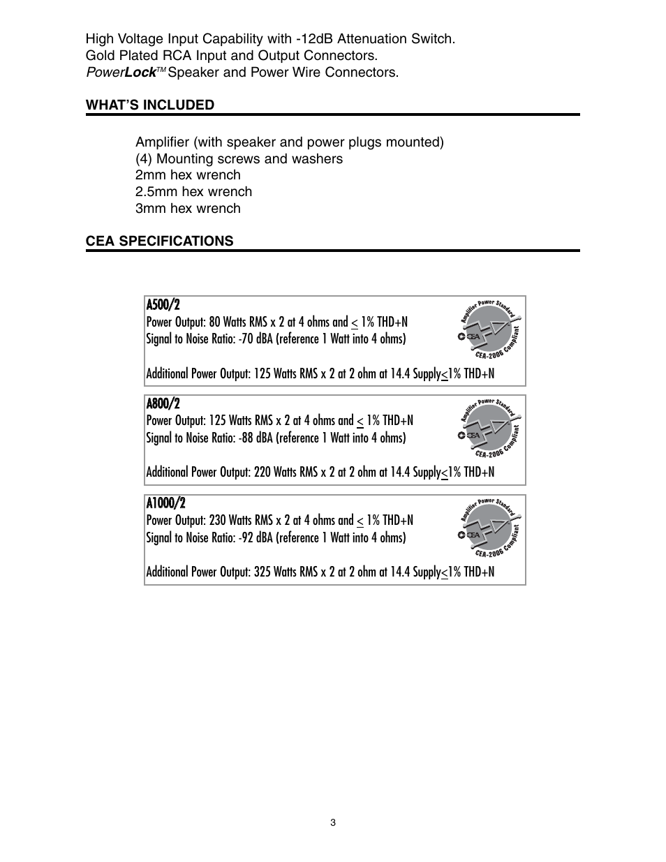 Precision Power A1000/2 User Manual | Page 4 / 23