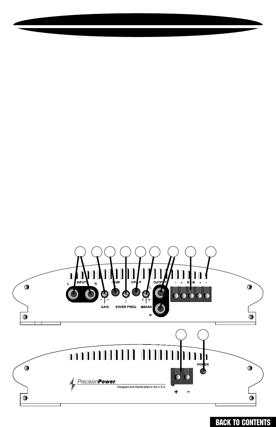 Pc1400 endplate diagram, Endplate diagram 1400, Back to contents | Precision Power PC1400 User Manual | Page 12 / 23