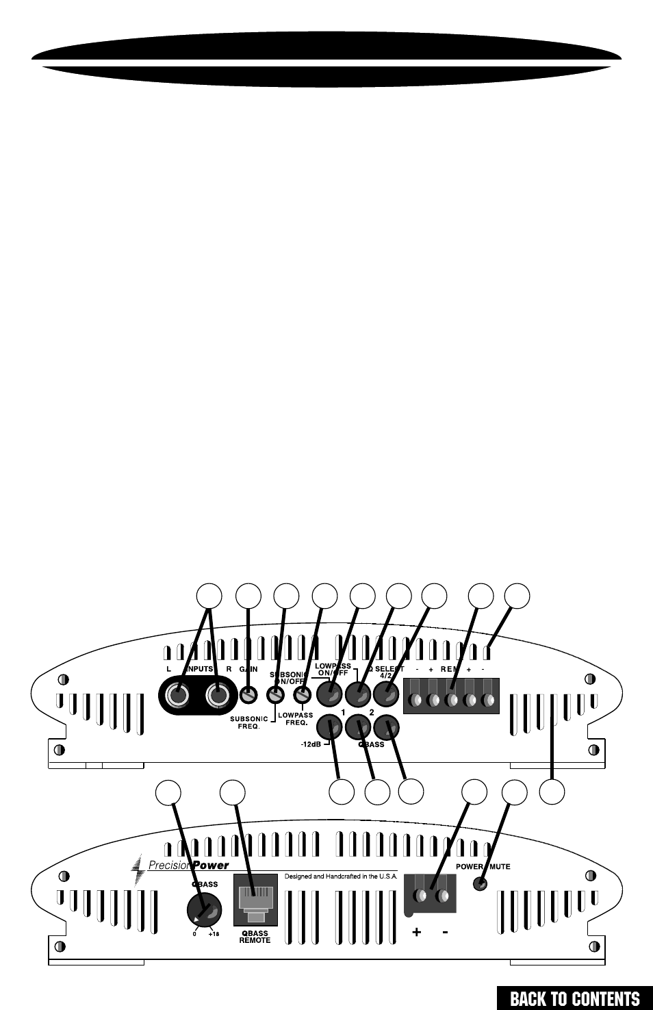 Pc1800 endplate diagram, Endplate diagram 1800, Back to contents | Precision Power PC1400 User Manual | Page 13 / 23