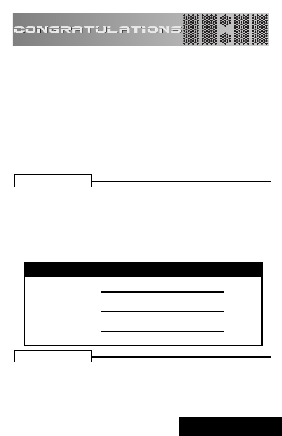 Congratulations | Precision Power TD450 User Manual | Page 2 / 19