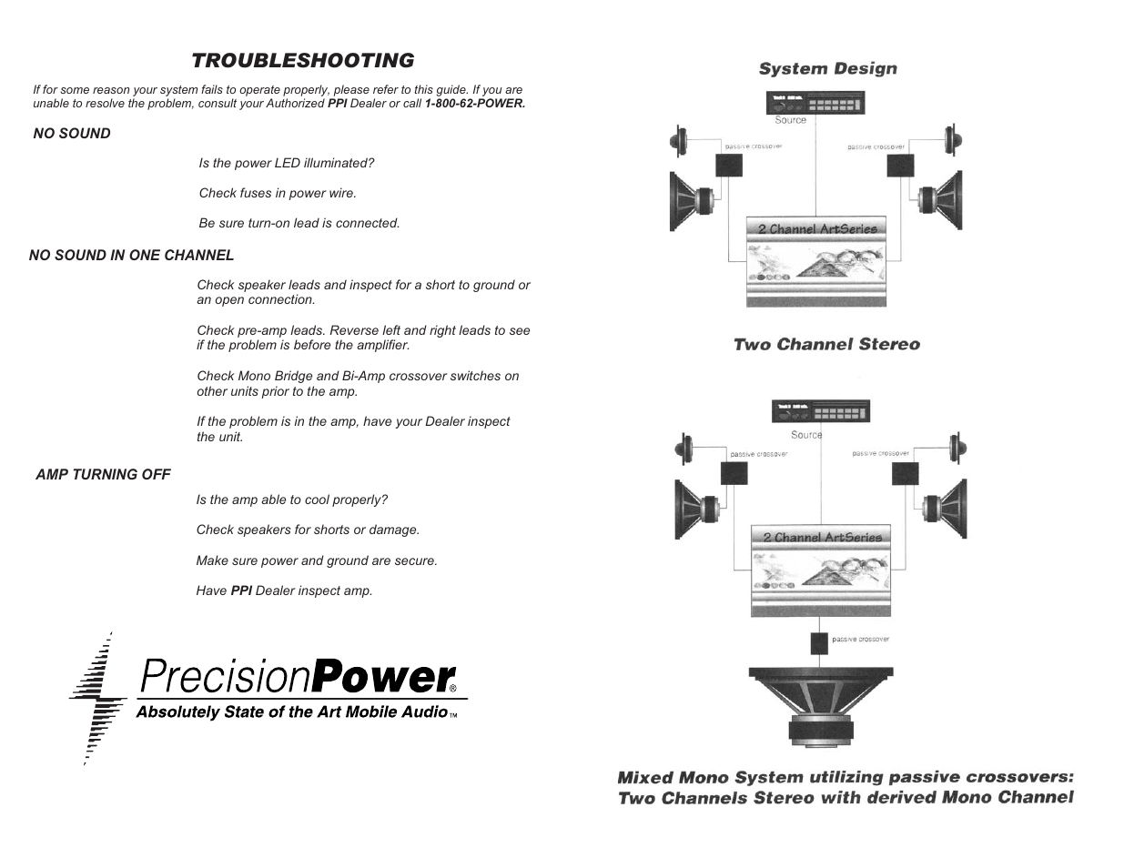 Troubleshooting | Precision Power A100.2 User Manual | Page 11 / 13