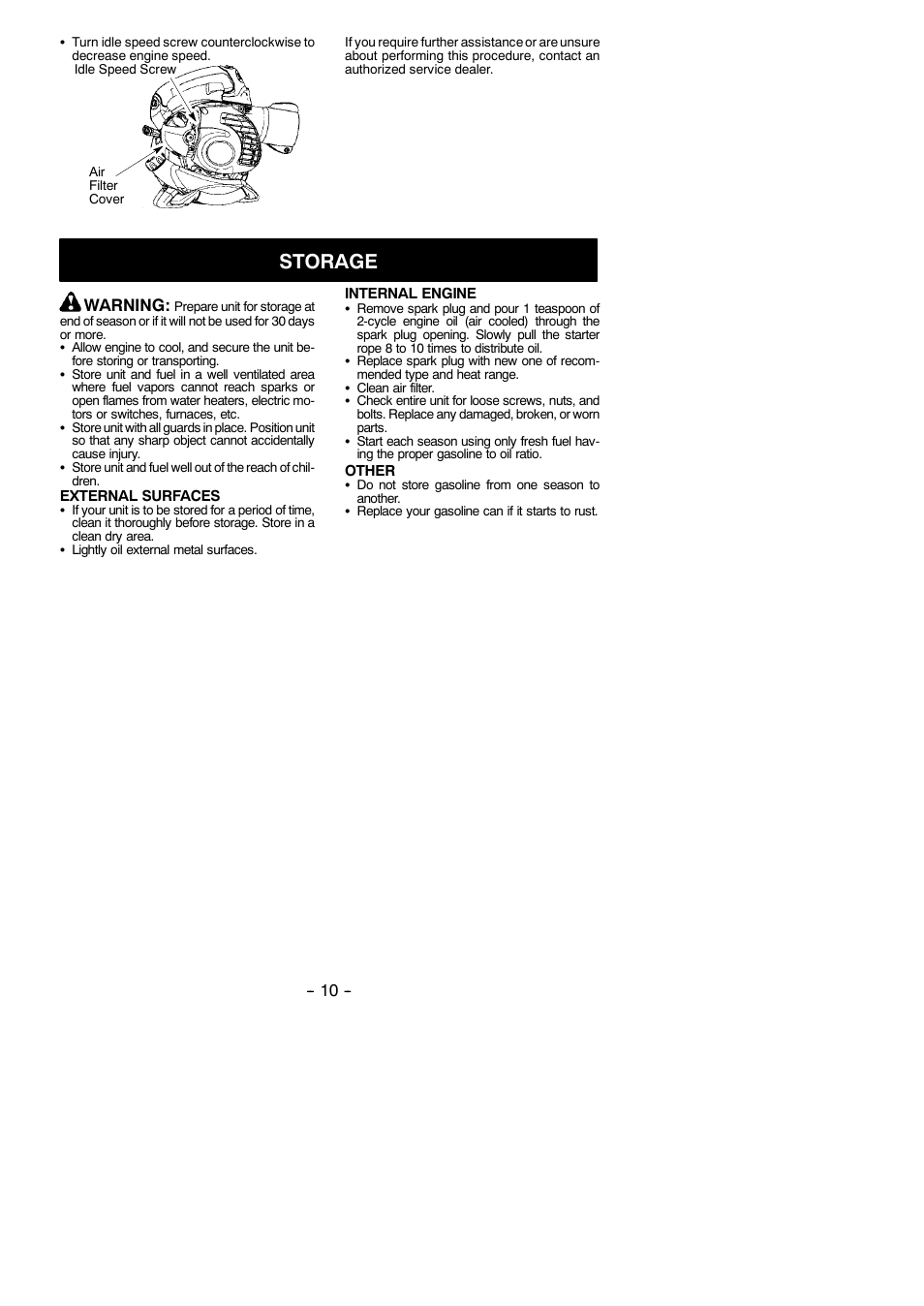 Storage, Warning | Partner Tech GBV 345 User Manual | Page 10 / 12