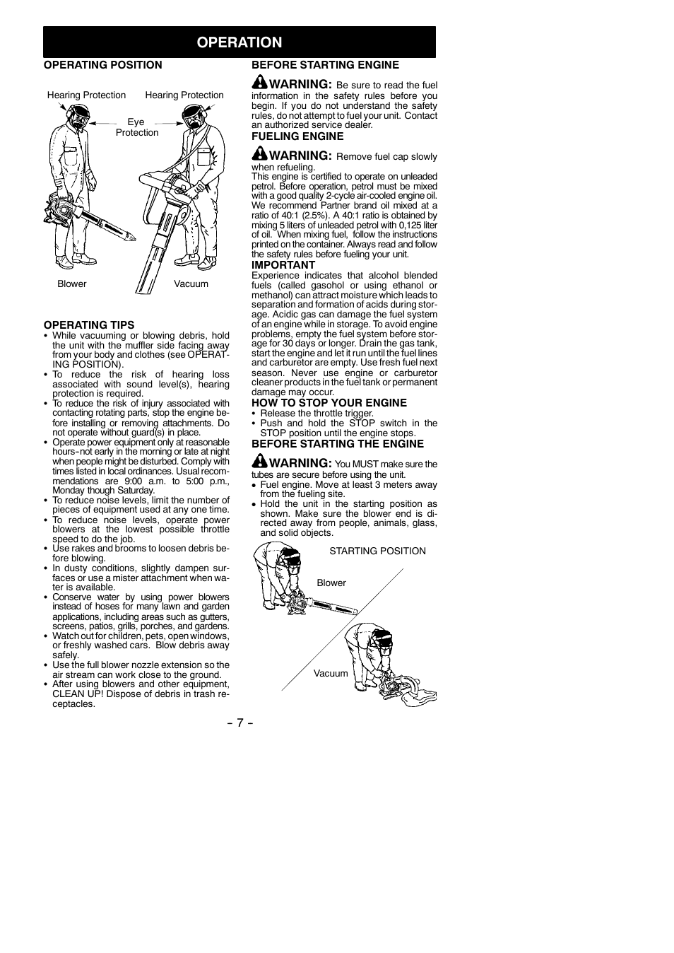 Operation, Warning | Partner Tech GBV 345 User Manual | Page 7 / 12