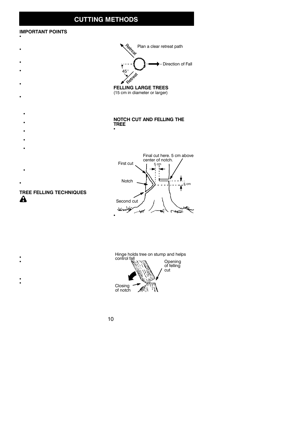 Cutting methods, Warning | Partner Tech P4-18XT User Manual | Page 10 / 15