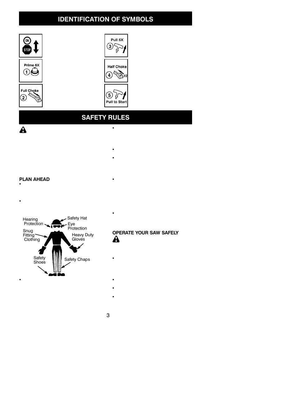 Identification of symbols, Safety rules, Warning | Partner Tech P4-18XT User Manual | Page 3 / 15