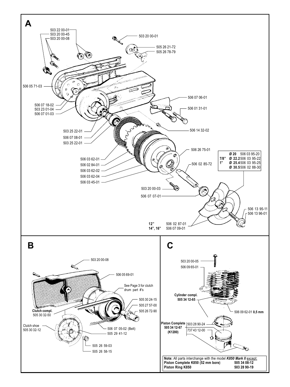 Cutting arm, Clutch, Cylinder | Partner Tech K1200 User Manual | Page 2 / 7