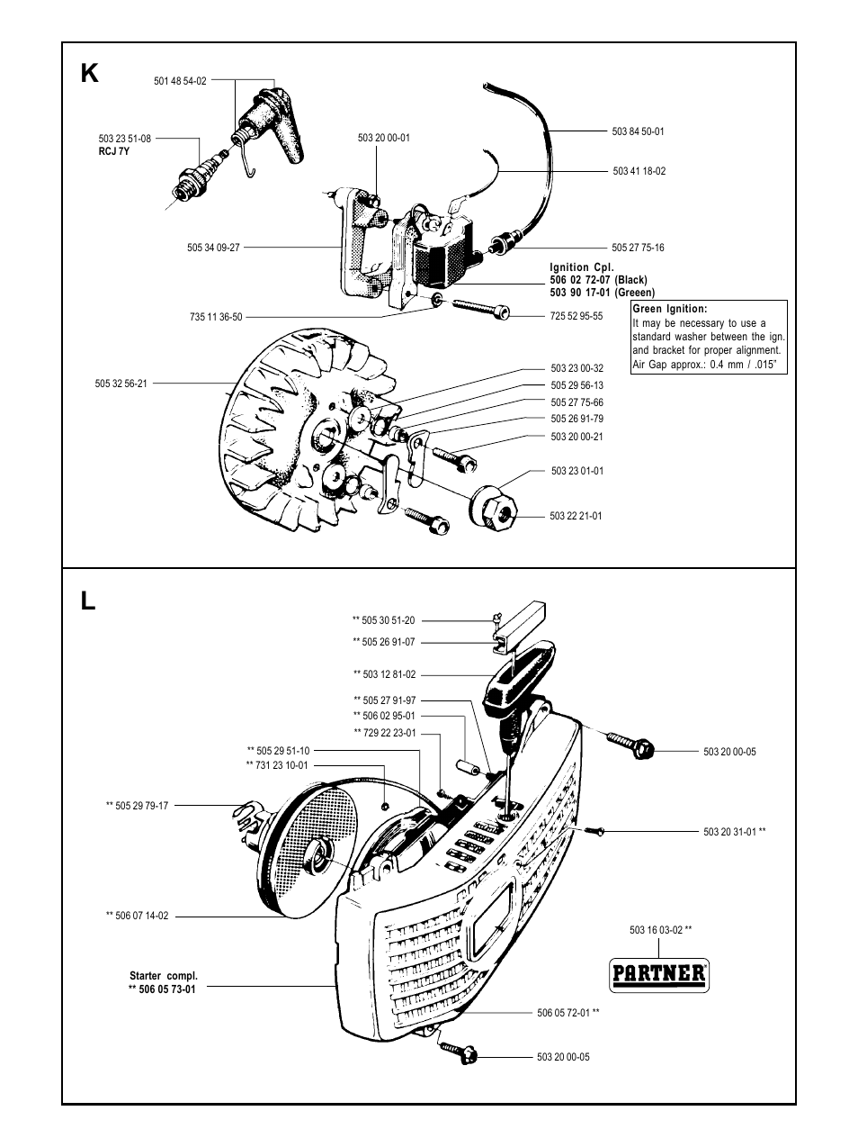 Ignition, Starter assy | Partner Tech K1200 User Manual | Page 5 / 7
