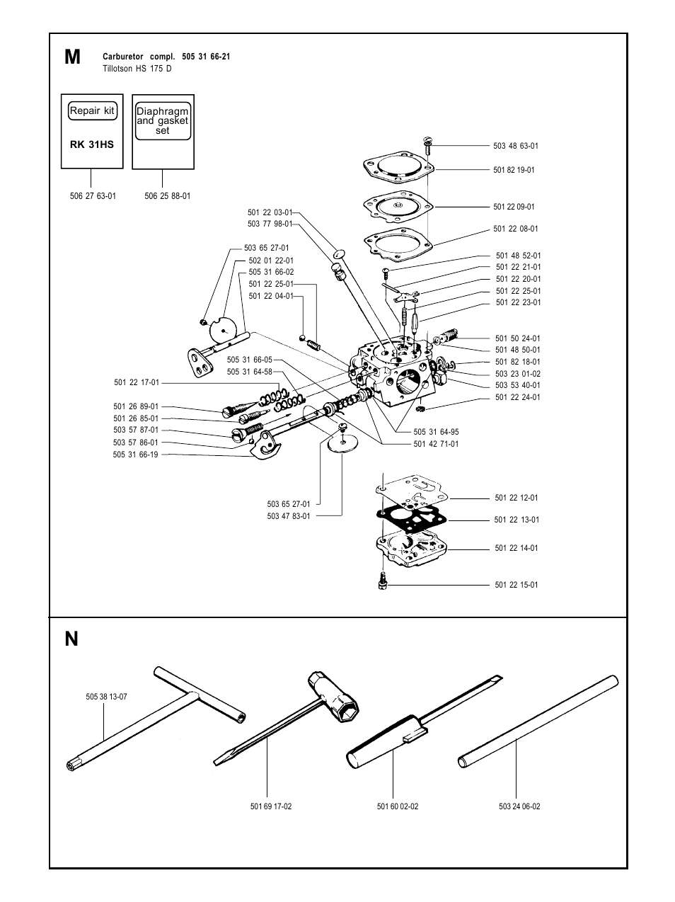 Carburetor, Tools | Partner Tech K1200 User Manual | Page 6 / 7