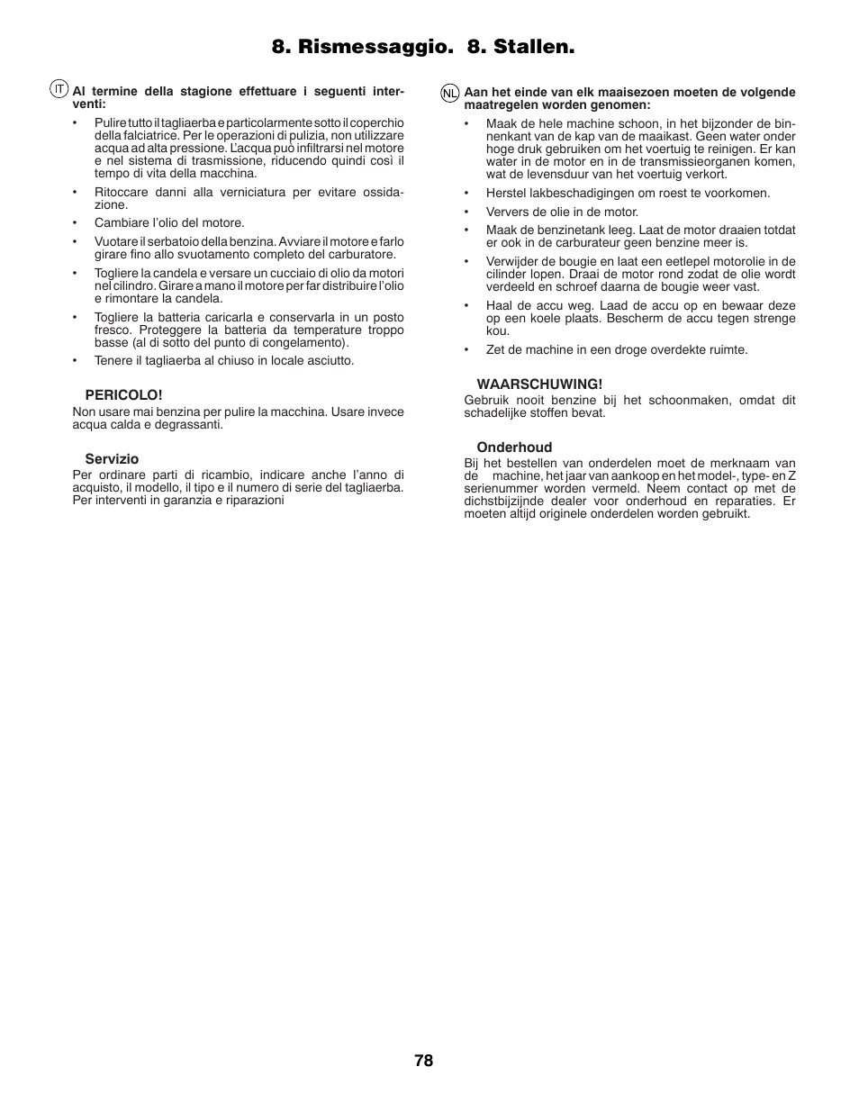 Rismessaggio. 8. stallen | Partner Tech P145107HP User Manual | Page 78 / 80