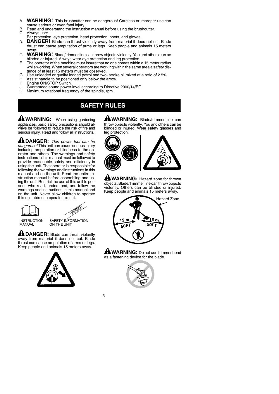 Safety rules, Warning, Danger | Partner Tech T330+ User Manual | Page 3 / 19