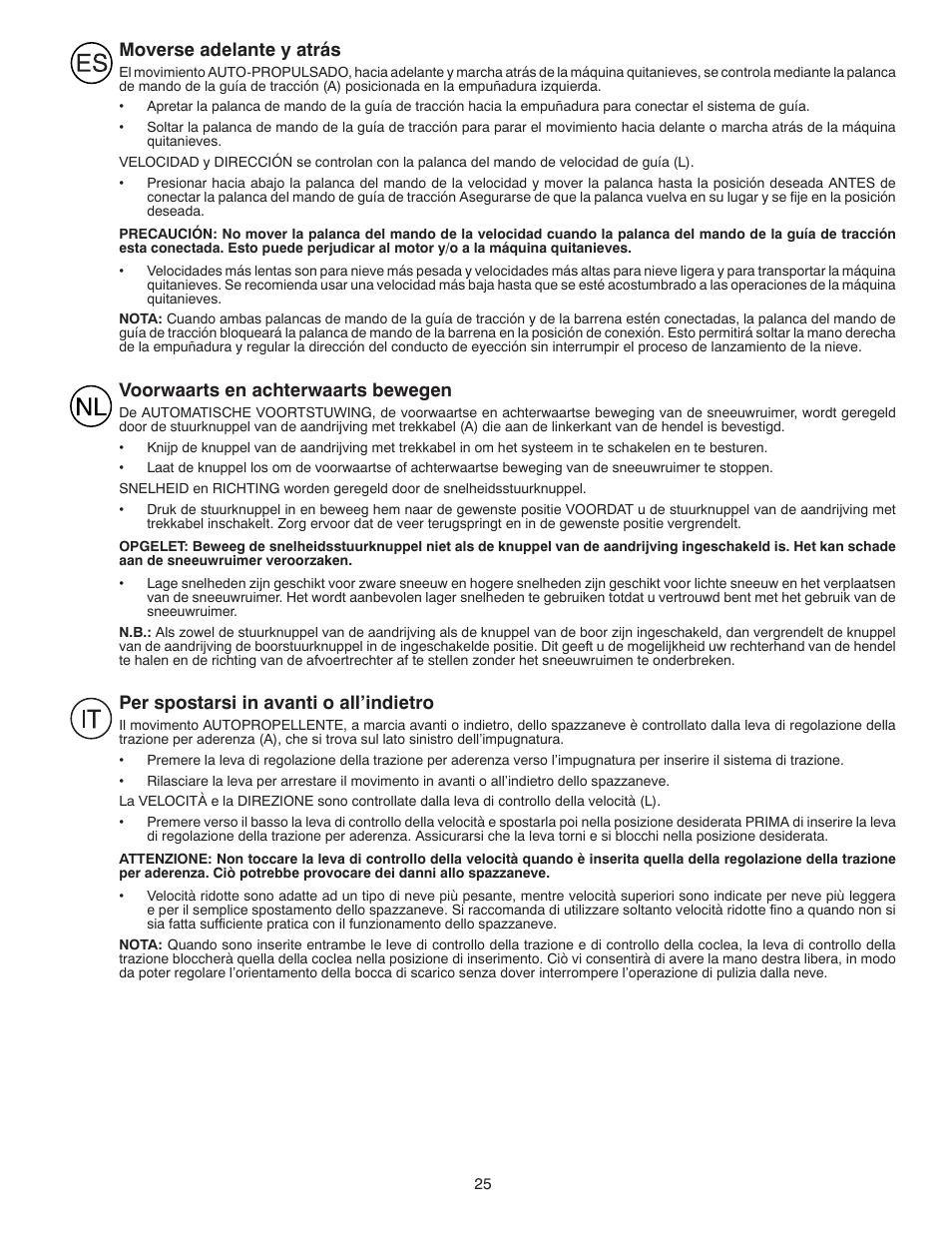 Moverse adelante y atrás, Voorwaarts en achterwaarts bewegen, Per spostarsi in avanti o all’indietro | Partner Tech PSB240 User Manual | Page 25 / 60