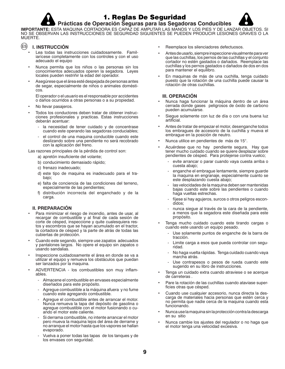 Reglas de seguridad | Partner Tech P145107H User Manual | Page 9 / 80