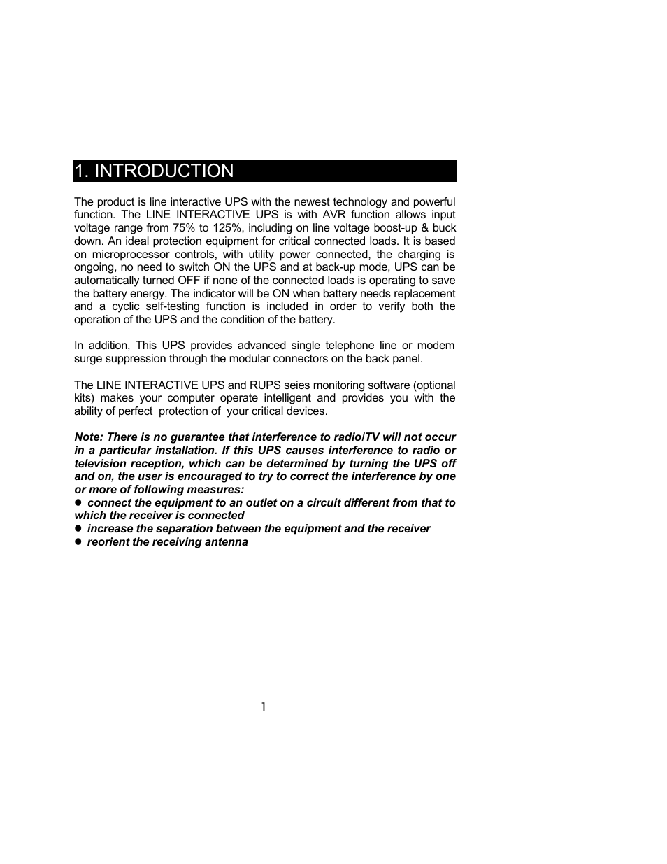 Introduction | Powercom 800VA User Manual | Page 4 / 19