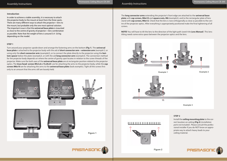 Prismacolor CEILING MOUNT CB-200 User Manual | Page 2 / 3