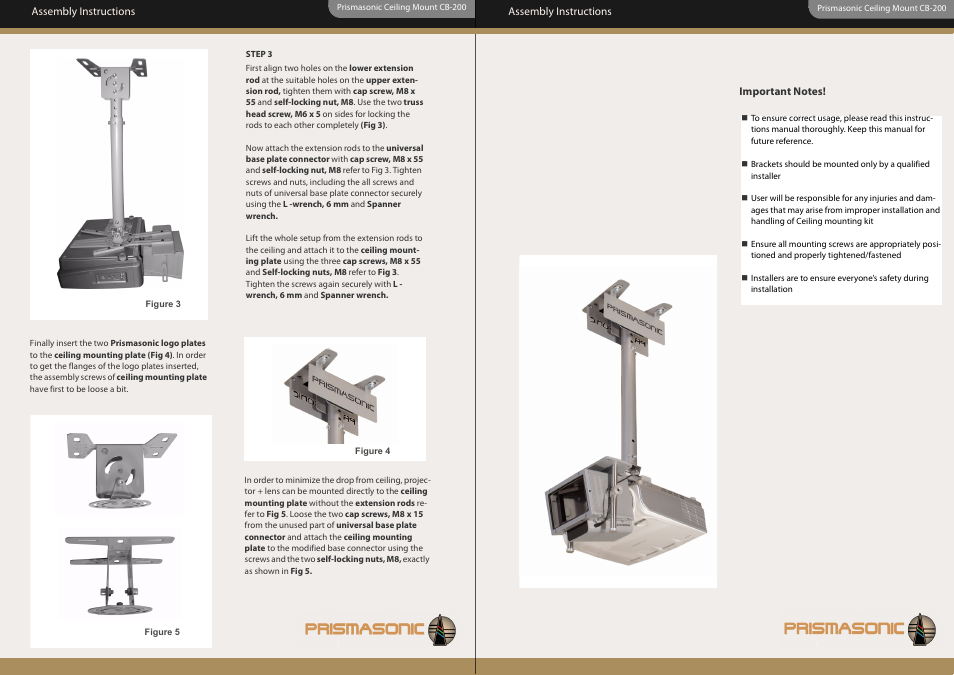 Prismacolor CEILING MOUNT CB-200 User Manual | Page 3 / 3