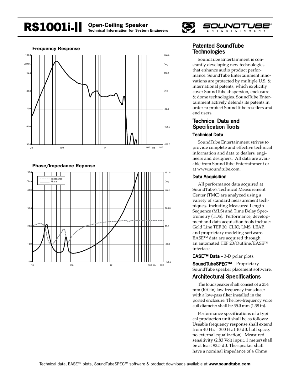 Rs1001i, Open-ceiling speaker | Phase Technology RS1001i-II User Manual | Page 2 / 4