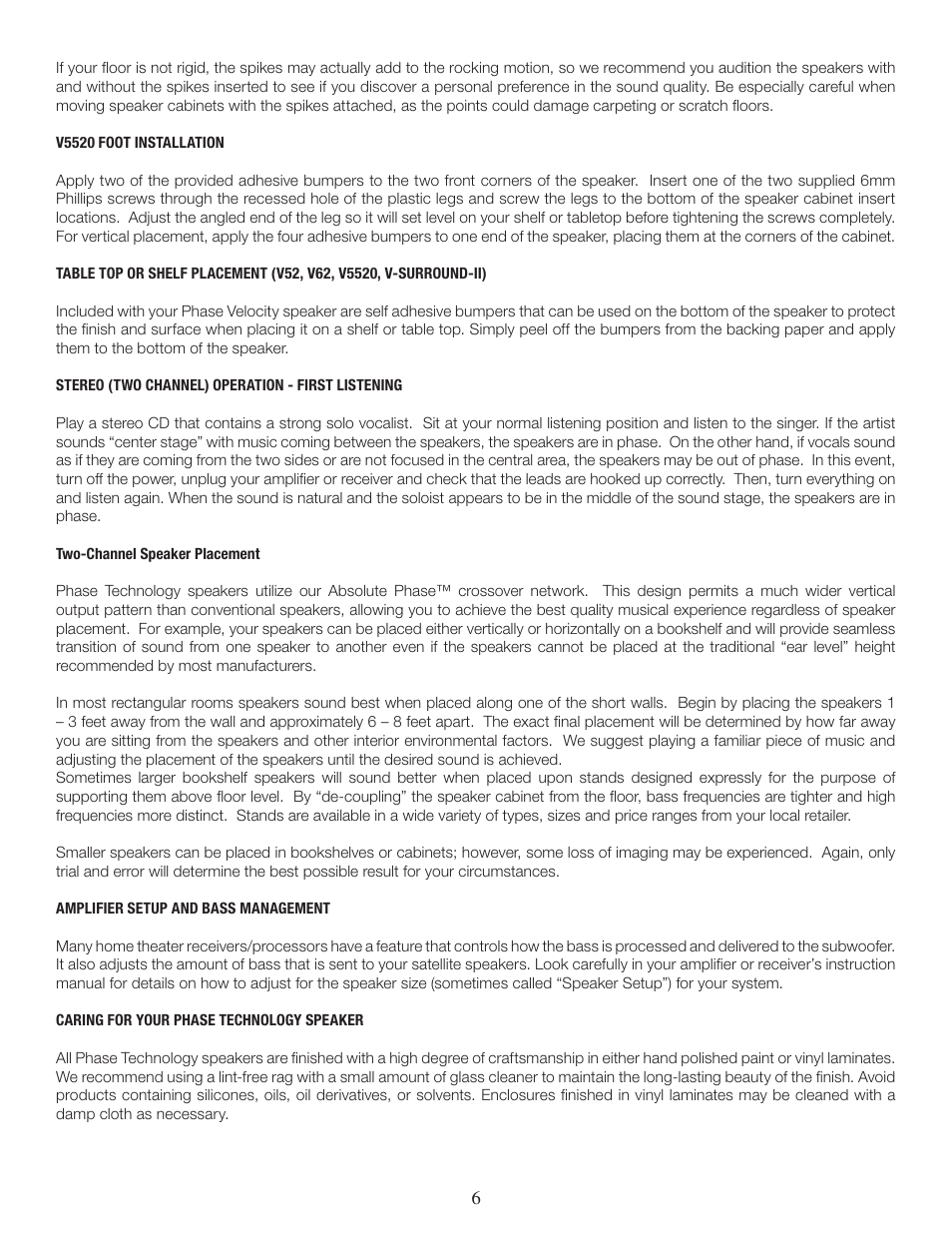 Phase Technology V62 User Manual | Page 6 / 8