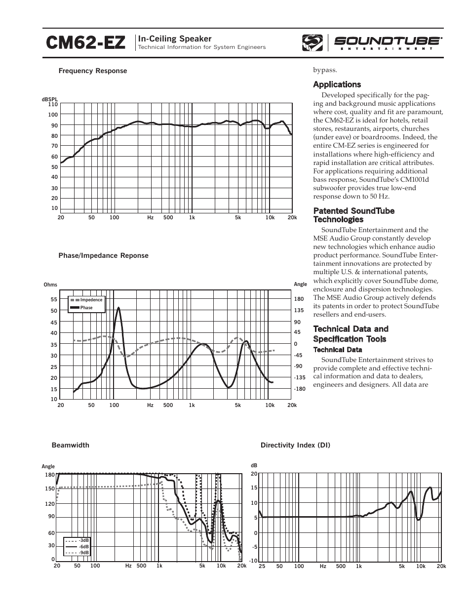 Cm62-ez, In-ceiling speaker | Phase Technology CM62-EZ User Manual | Page 2 / 4