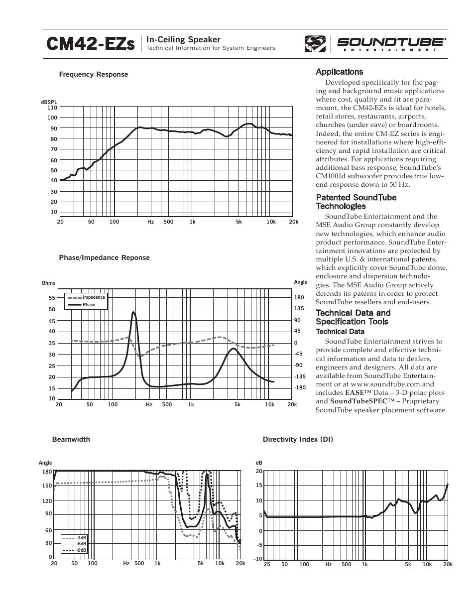 Cm42-ezs, In-ceiling speaker | Phase Technology CM42-EZs User Manual | Page 2 / 4