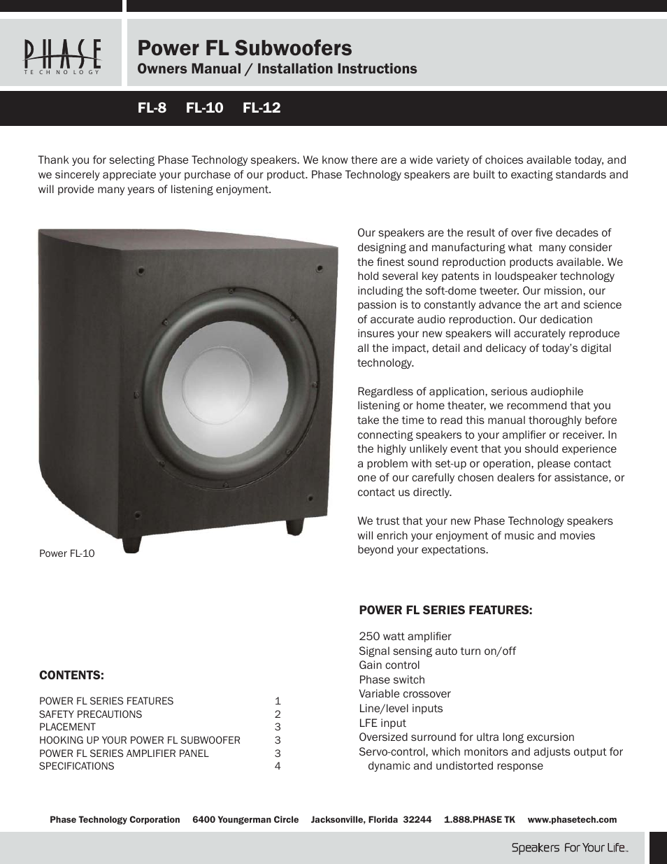 Phase Technology FL-12 User Manual | 4 pages