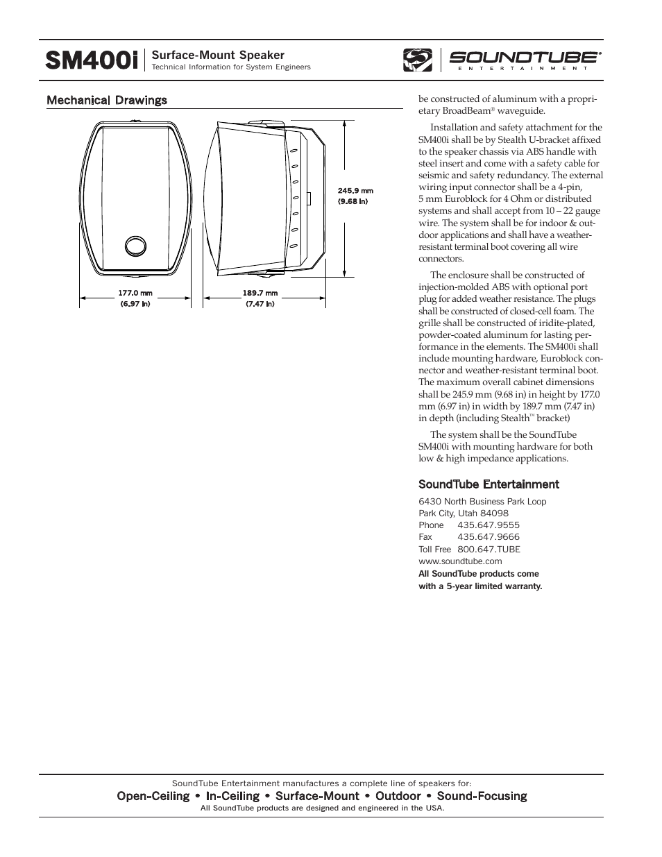 Sm400i | Phase Technology Surface-Mount Speaker SM400i User Manual | Page 4 / 4