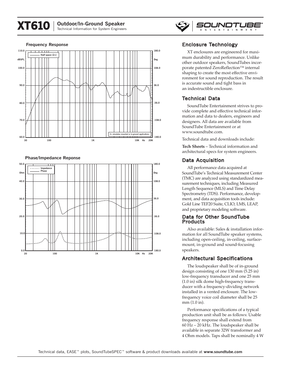 Xt610, Outdoor/in-ground speaker | Phase Technology Outdoor/In-Ground Speaker XT610 User Manual | Page 2 / 4