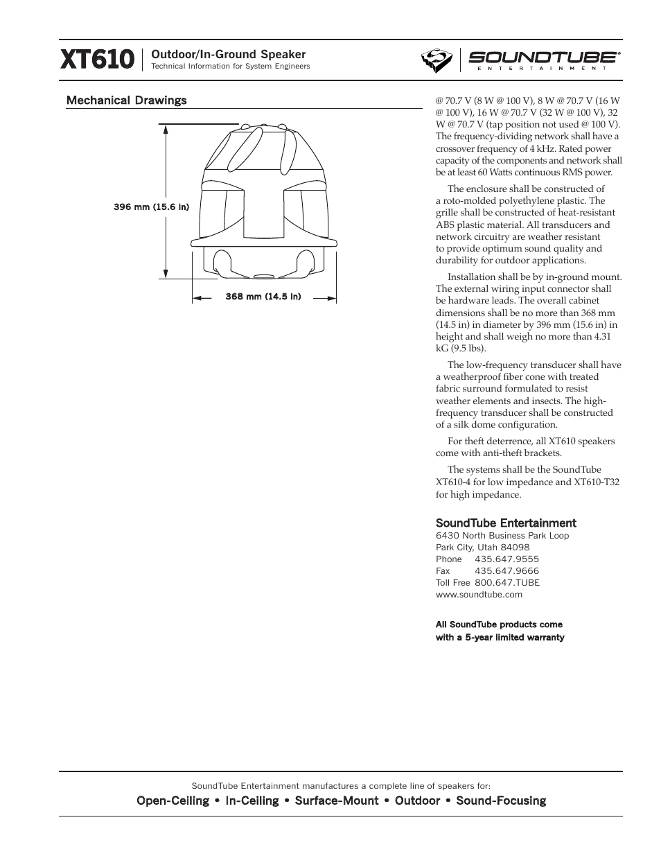 Xt610 | Phase Technology Outdoor/In-Ground Speaker XT610 User Manual | Page 3 / 4