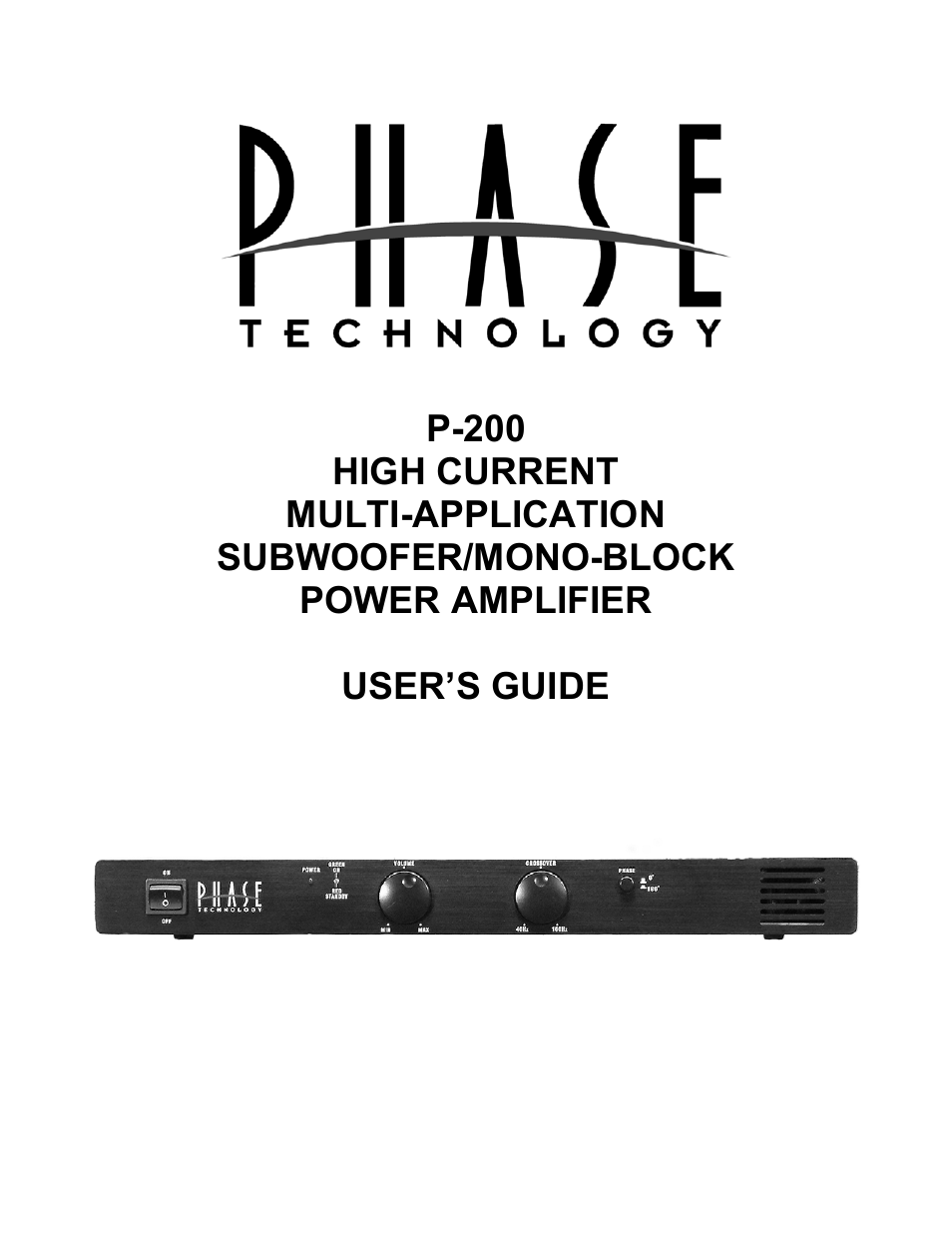 Phase Technology P-200 User Manual | 4 pages