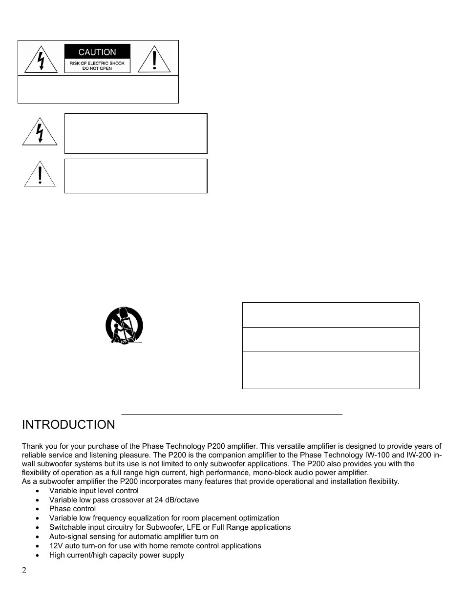 Introduction, 2safety instructions | Phase Technology P-200 User Manual | Page 2 / 4