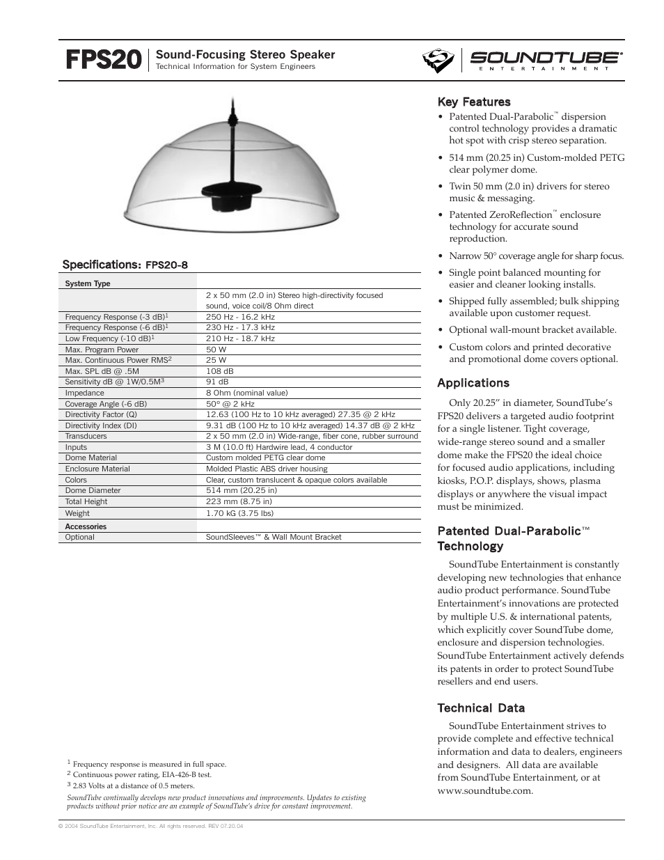 Phase Technology FPS20 User Manual | 4 pages