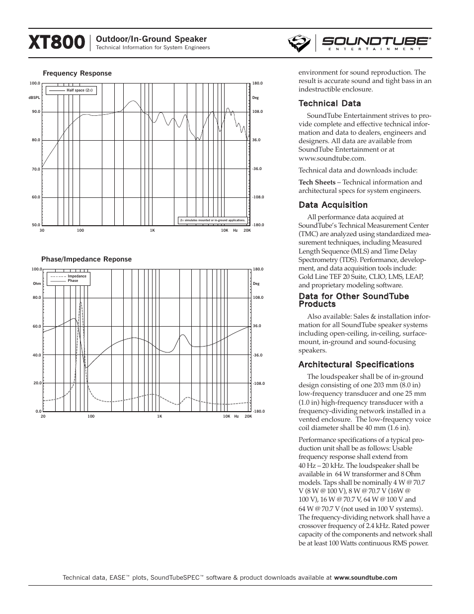 Xt800, Outdoor/in-ground speaker | Phase Technology Outdoor/In-Ground Speaker XT800 User Manual | Page 2 / 4