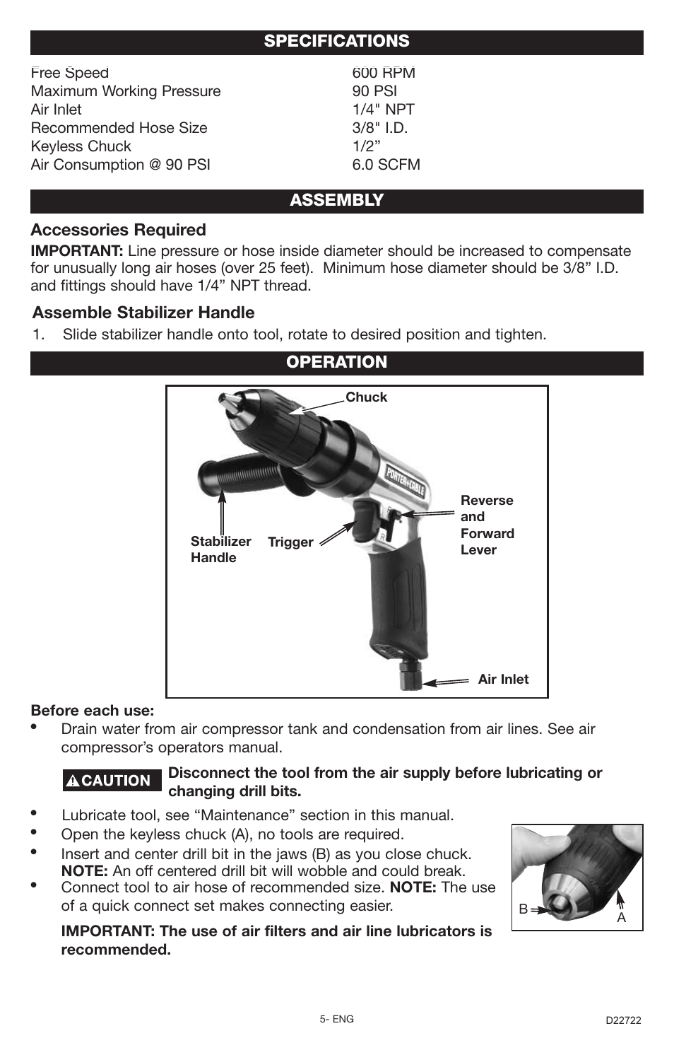 Assemble stabilizer handle | Porter-Cable PTD501 User Manual | Page 5 / 8