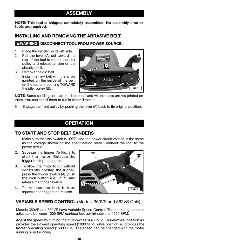 Assembly operation | Porter-Cable 362 User Manual | Page 10 / 17