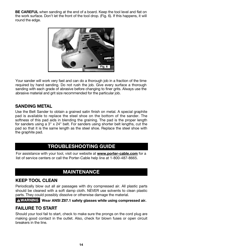 Troubleshooting guide maintenance | Porter-Cable 362 User Manual | Page 14 / 17