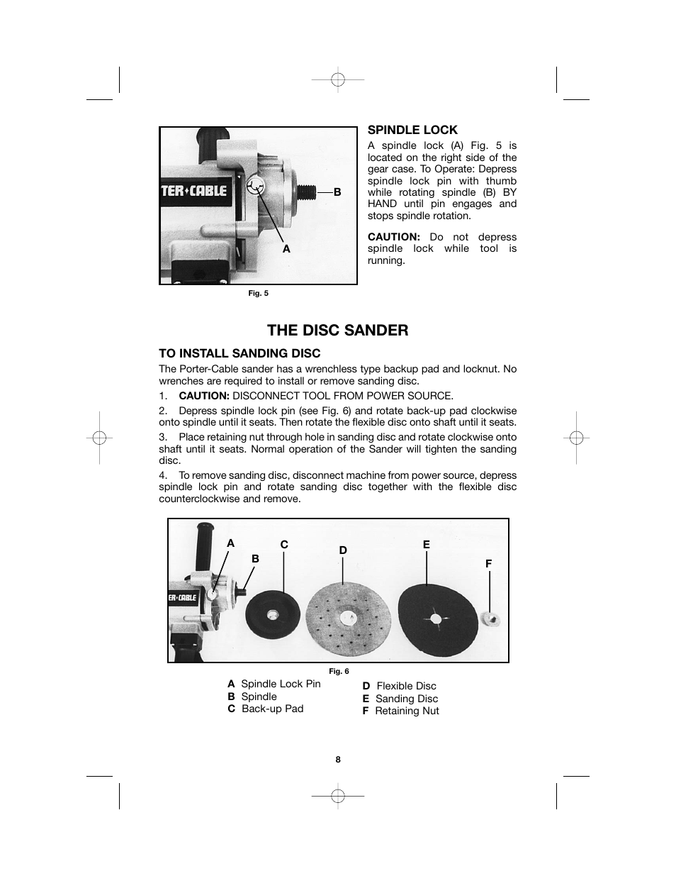 The disc sander | Porter-Cable 892459-0011 User Manual | Page 8 / 13