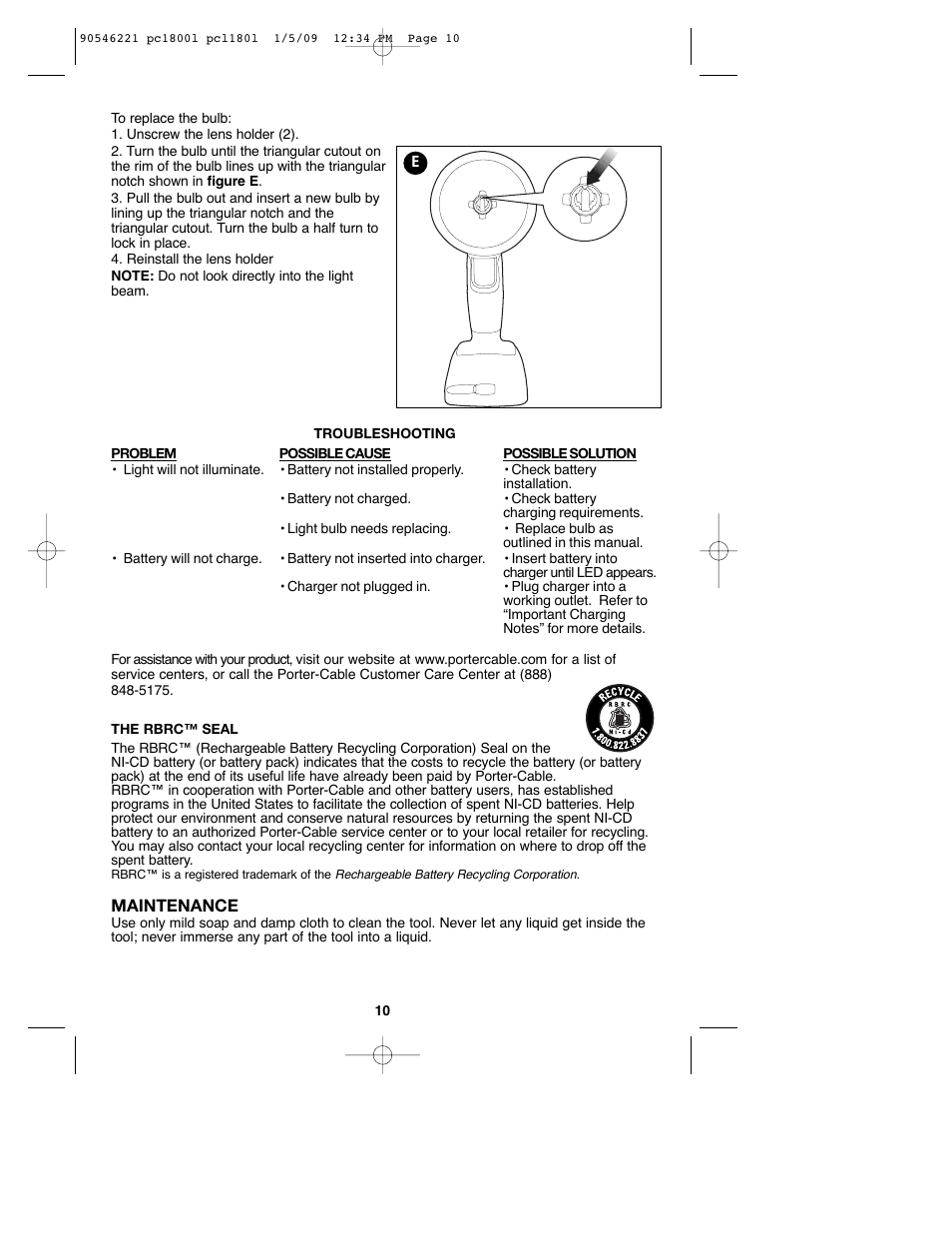 Porter-Cable PCL180L User Manual | Page 10 / 40