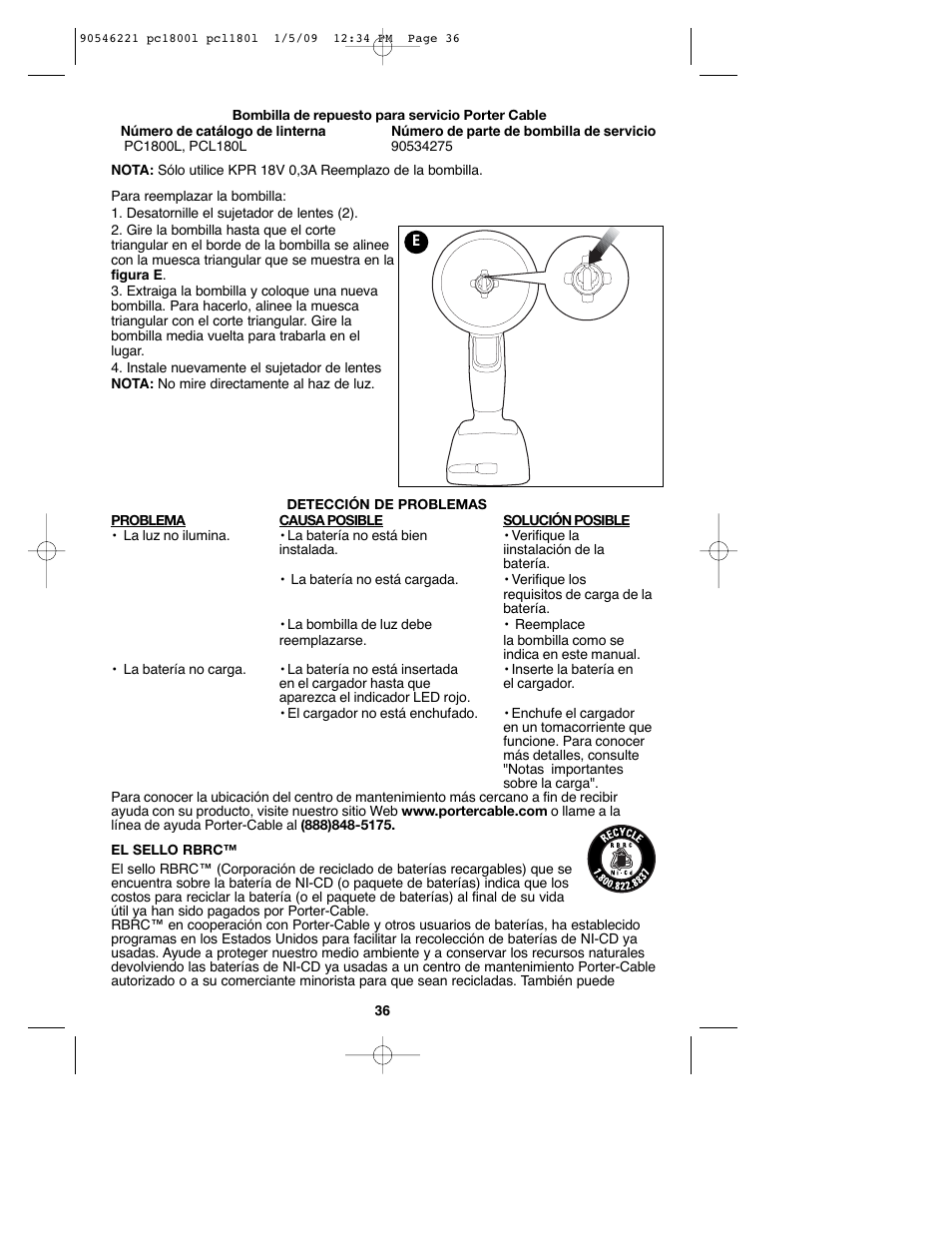 Porter-Cable PCL180L User Manual | Page 36 / 40