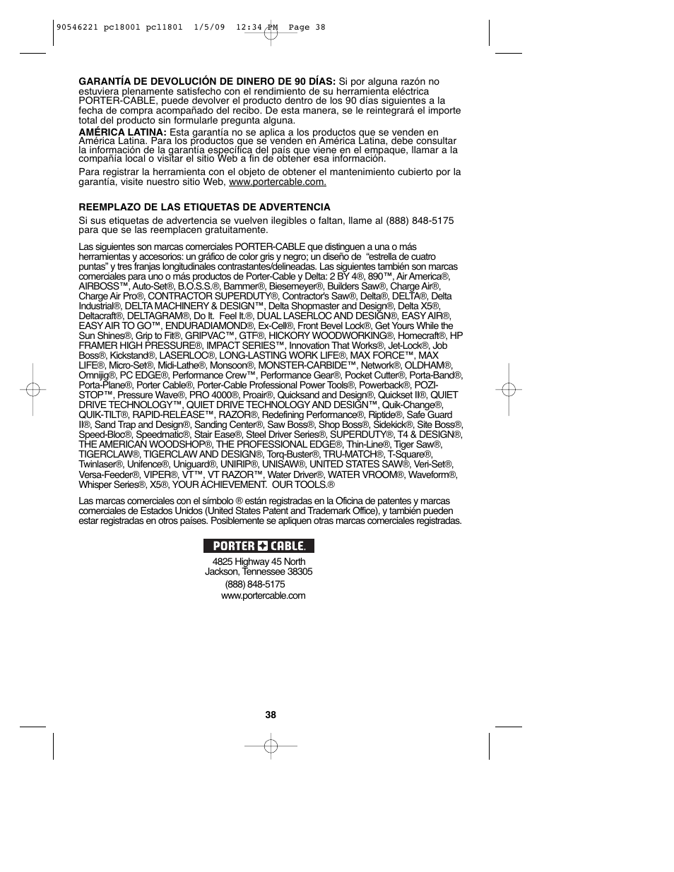 Porter-Cable PCL180L User Manual | Page 38 / 40