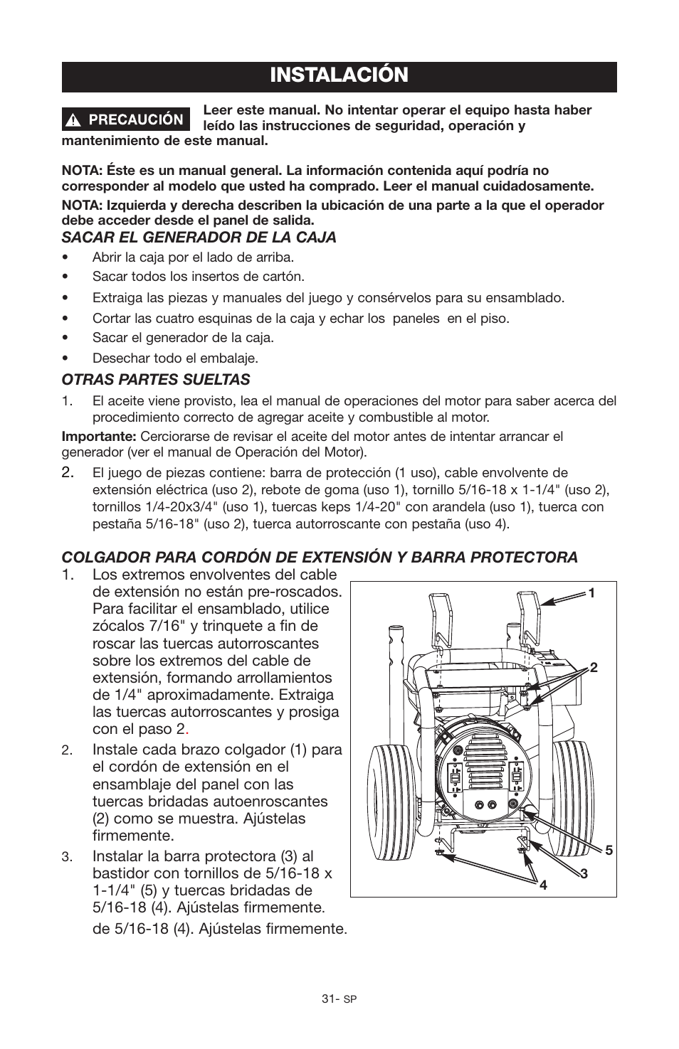 Instalación | Porter-Cable PGN350 User Manual | Page 31 / 68