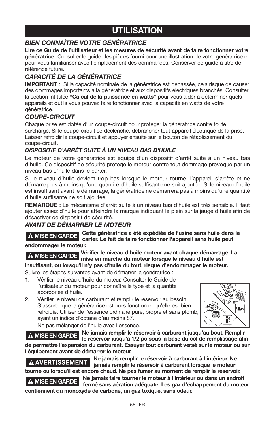 Utilisation | Porter-Cable PGN350 User Manual | Page 56 / 68