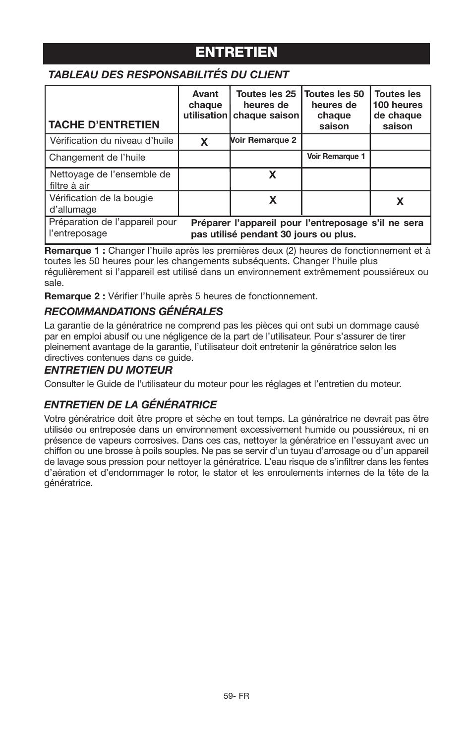 Entretien | Porter-Cable PGN350 User Manual | Page 59 / 68