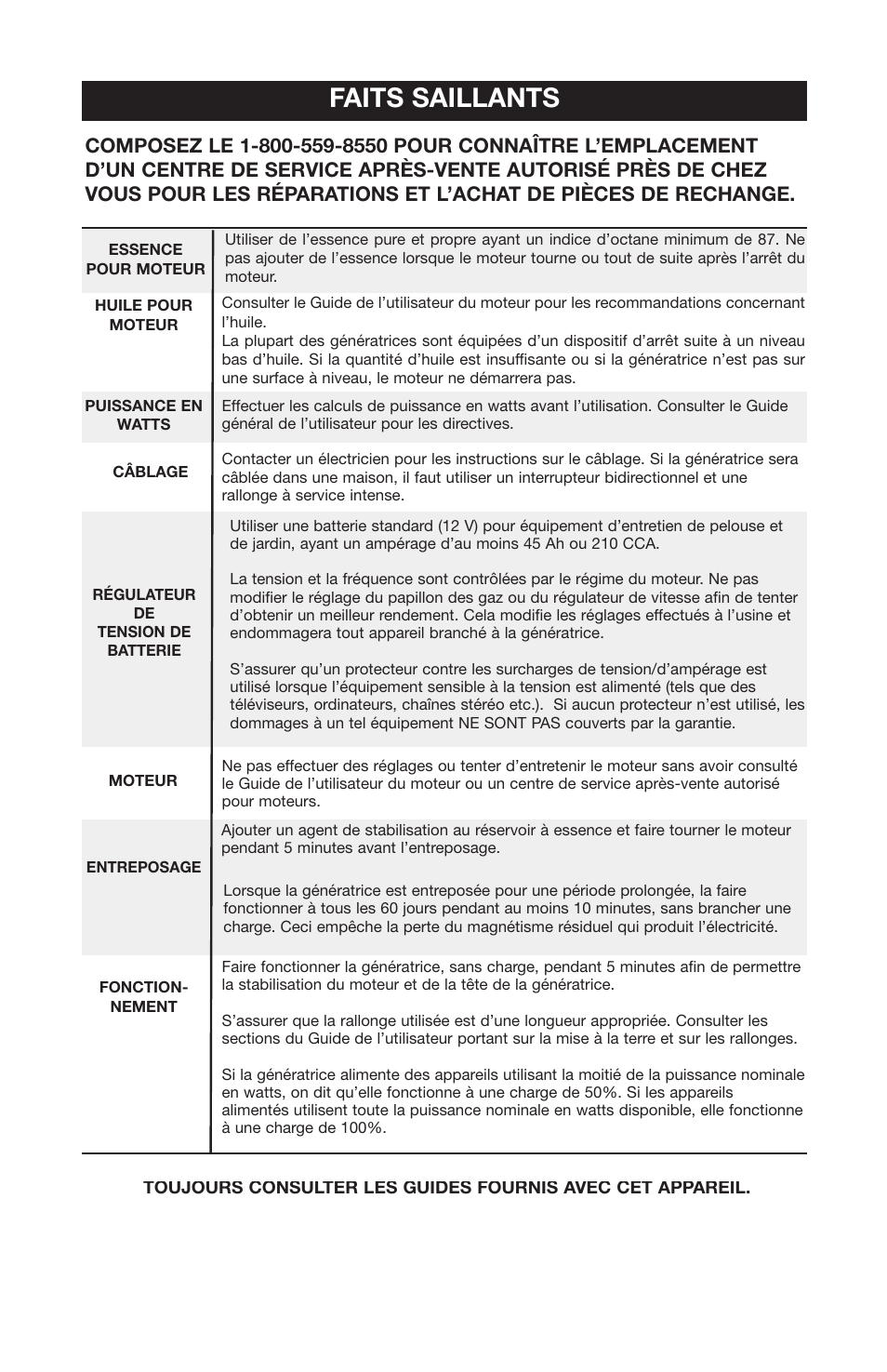 Faits saillants | Porter-Cable PGN350 User Manual | Page 68 / 68