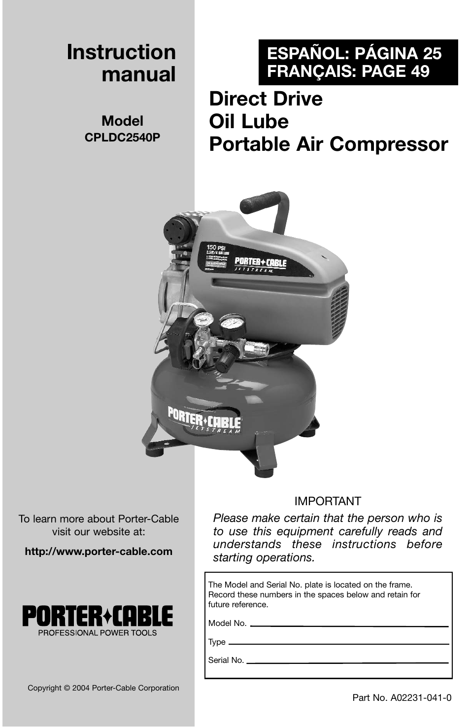 Porter-Cable CPLDC2540P User Manual | 24 pages