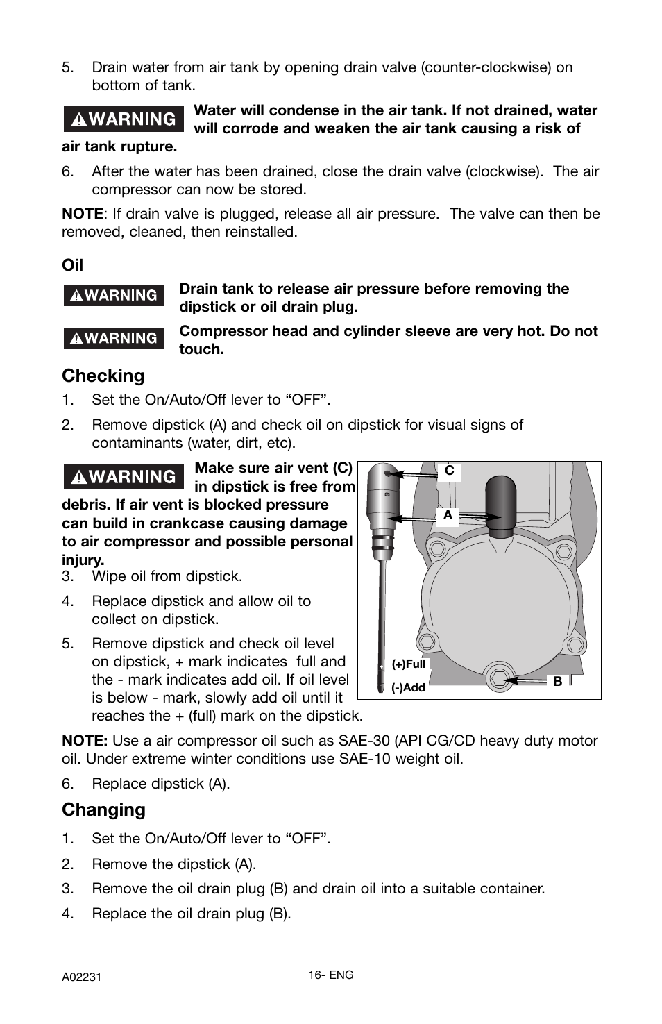 Checking, Changing | Porter-Cable CPLDC2540P User Manual | Page 16 / 24