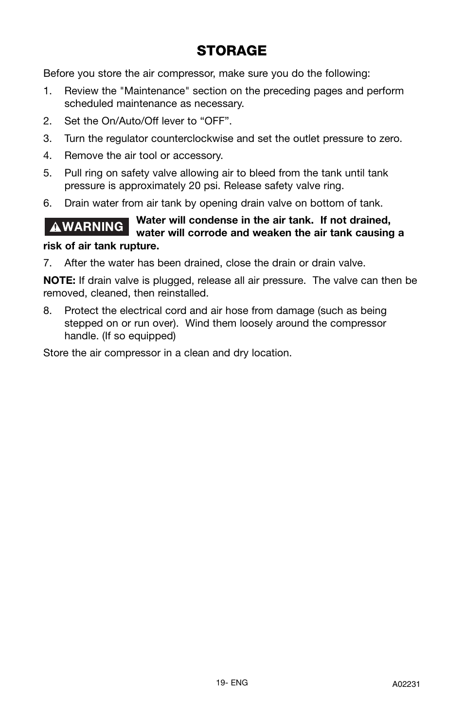 Storage | Porter-Cable CPLDC2540P User Manual | Page 19 / 24