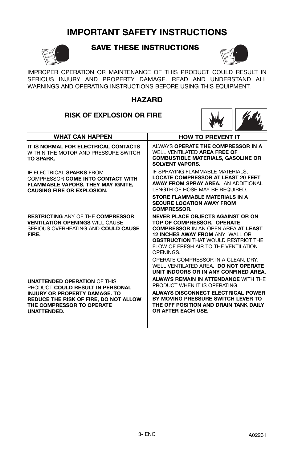 Important safety instructions, Save these instructions, Hazard | Porter-Cable CPLDC2540P User Manual | Page 3 / 24