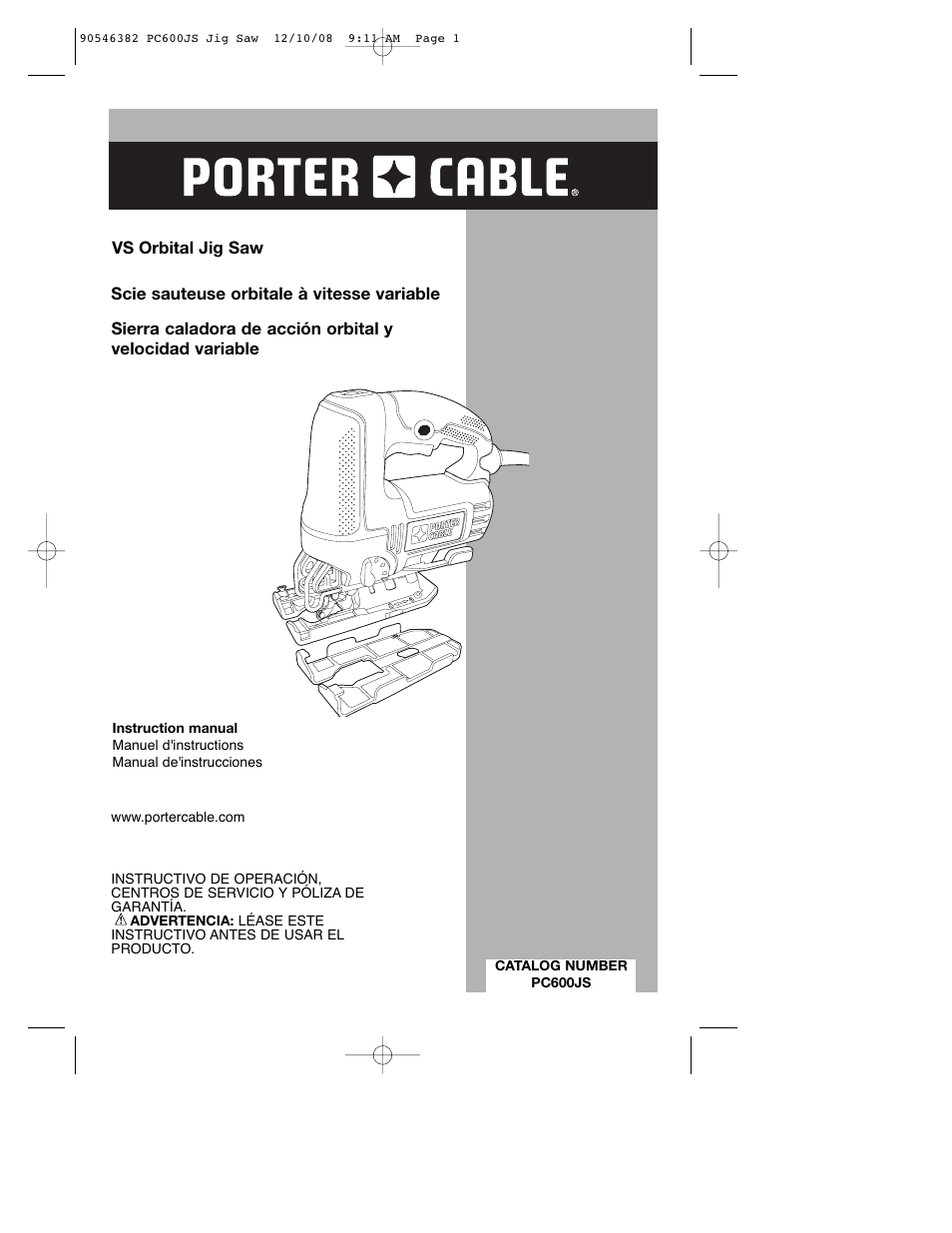 Porter-Cable 90546382 User Manual | 32 pages