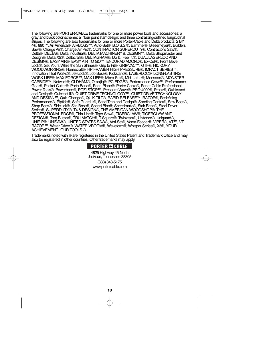 Porter-Cable 90546382 User Manual | Page 10 / 32