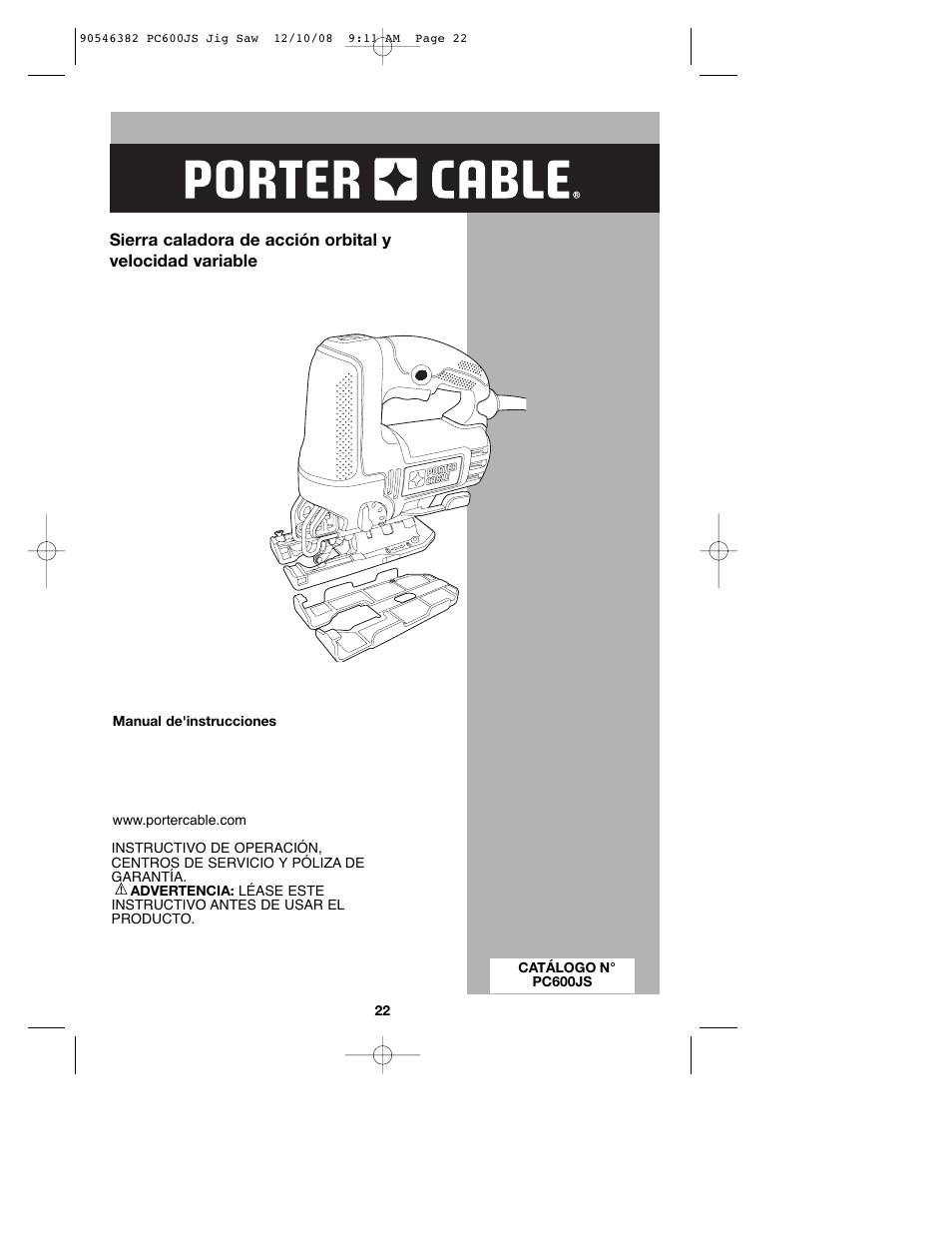 Porter-Cable 90546382 User Manual | Page 22 / 32